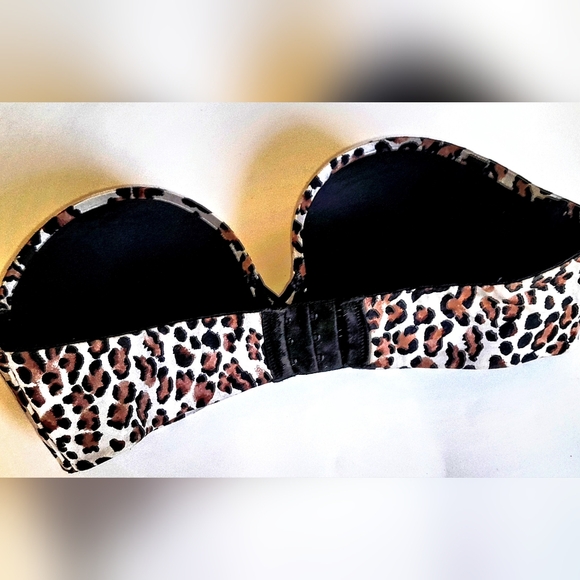 34cVictoria’s Secret Miraculous Padded Strapless Bra Leopard Cream Tan Black 34C - Picture 2 of 4